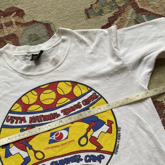 Vintage USTA Tennis Center Camp T Shirt Karen Perez Haring Style Medium - Picture 8 of 9